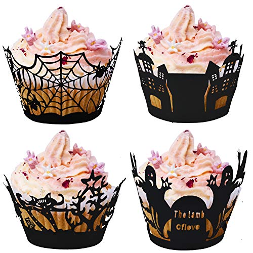 Imanom Envoltura de la Torta, envolturas de la Magdalena de Halloween, decoración de la Magdalena 32pcs