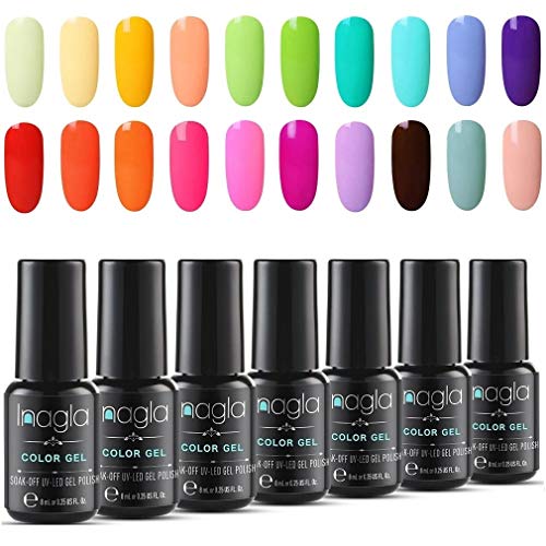 Inagla Esmaltes Semipermanentes de Pastel, 20 Colores de Esmaltes de Uñas en Gel UV LED para Manicura