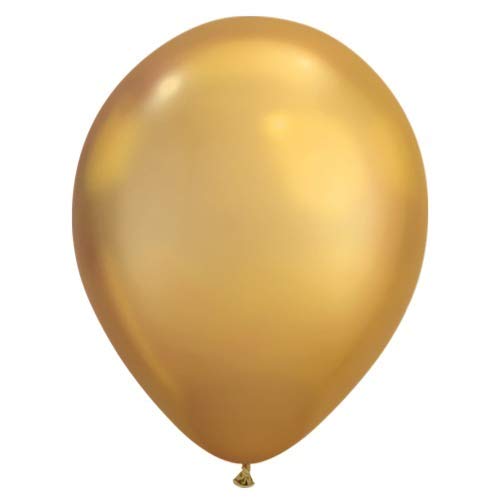 INERRA Globo Pack de Fiesta - Incluye 25 X Metálico Globos, 10x Estrella Peso & 50 Metros de Globo Cinta Rizada - Dorado Temática