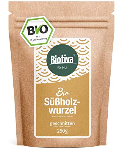 Infusión de raíz de regaliz orgánico cortada 250 g - 100% calidad orgánica - Glycyrrhiza glabra - llenada en Alemania (DE-ÖKO-005)