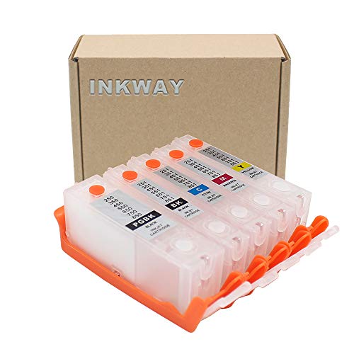 INKWAY PGI-550 CLI-551 - Cartuchos de tinta vacíos y recargables para impresoras Canon Pixma iP7250 MG5450 MG5550 IX6850 MX725 MX925 MG6450 MG5650 MG6650 (5 unidades)