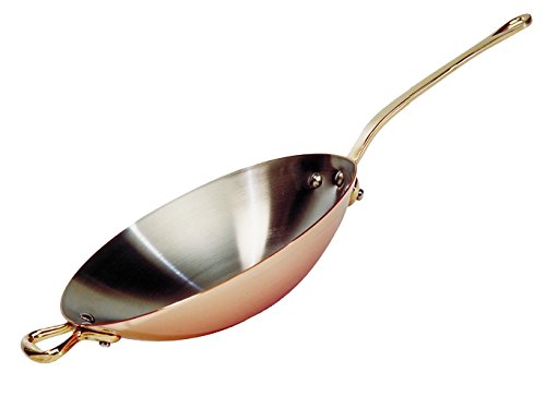 InoCuivre De Buyer 6432.32-Wok - Sartén Wok de Cobre y Acero Inoxidable (Mango de Bronce, 32 cm)