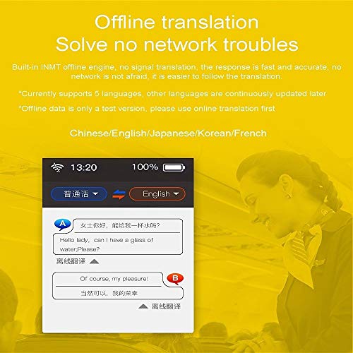 Intelligent Device Language Translator, Traductor De Dispositivos, AI Inteligente Dispositivo Traductor De La Lengua Con 2,4 Pulgadas De Alta Definición De Pantalla Táctil Soporta 75 Idiomas, 121 * 10