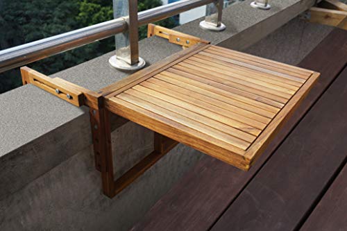 INTERBUILD Stockholm Mesa de terraza Plegable para balcón Ajustable FSC Madera de Acacia Color Dorado Teca