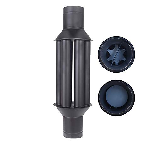 Intercambiador de calor chimenea Vulkan/intercambiador de aire caliente, enfriador gas de escape negro, diámetro 120 mm, 6 tubos, con válvula