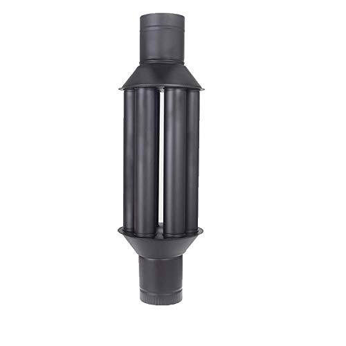 Intercambiador de calor chimenea Vulkan/intercambiador de aire caliente, enfriador gas de escape negro, diámetro 120 mm, 6 tubos, con válvula