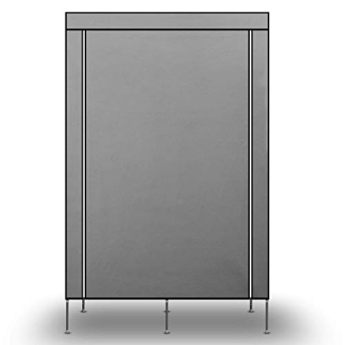 Intirilife Armario Tela Plegable 108x170x45 cm in Gris Ceniza – Guardar Ropa Organizador de Textil Tela Portátil con Cremallera y Barra de Armario per Colgar – Closet Estanteria Exterior