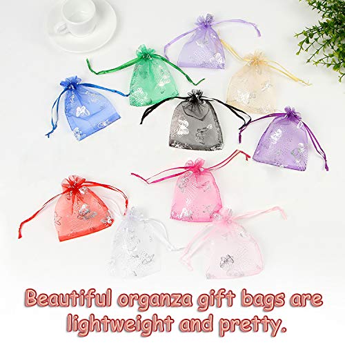 INTVN Bolsas Organza Mariposas Joyería Caramelo Regalo Bolsitas Boda Fiesta Favores 100 Piezas, 9 x 12 cm, 10 Colores