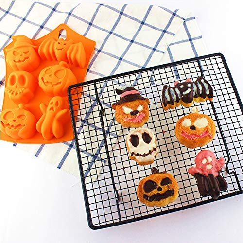 INTVN Calabaza de Halloween Fondant Tarta Silicona Forma Antiadherente Muffin patrón Pudding Chocolate Moldes DIY mordaza Herramientas Accesorios (2 PCS)