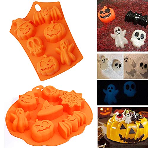 INTVN Calabaza de Halloween Fondant Tarta Silicona Forma Antiadherente Muffin patrón Pudding Chocolate Moldes DIY mordaza Herramientas Accesorios (2 PCS)