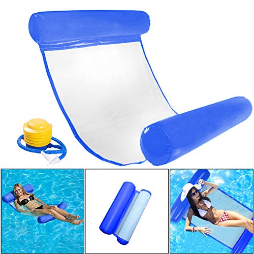 INTVN Hamaca Flotante, Cama Flotante de Agua, Hamaca Playa, Lago Piscina Tumbona, Hamaca Flotante Inflable del Agua, Cama Silla Creativa de Piscina, Sofá Plegable del Aire, Recliner (Azul Marino)