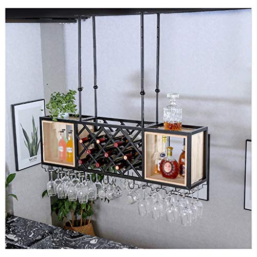 Invertida Wine Rack de Techo de Acero Inoxidable Estante del Vino DL Estante Bar Restaurante Lounge Bar Mobiliario de Cocina Sala de Estar Copa de Vino - 100 * 25 Cm, 120 * 25 Cm Oro/Negro