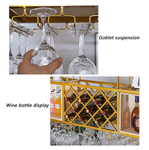 Invertida Wine Rack de Techo de Acero Inoxidable Estante del Vino DL Estante Bar Restaurante Lounge Bar Mobiliario de Cocina Sala de Estar Copa de Vino - 100 * 25 Cm, 120 * 25 Cm Oro/Negro