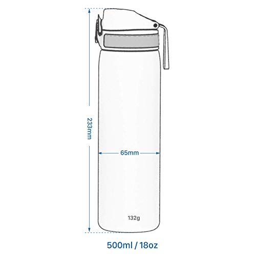 ion8 Leak Proof BPA Free, Botella de agua, sin BPS, a pueba de fugas, Gris (Frosted Grey), 500 ml