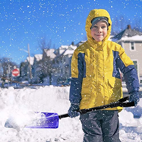 IPSXP Pala de Nieve, Avec pôle en Acier inoxydable et Pelle à Lame Large de 10,6 po, en Aluminium, Parfaite pour allée de Voiture, Camping et Urgence en Plein Air (Azul)