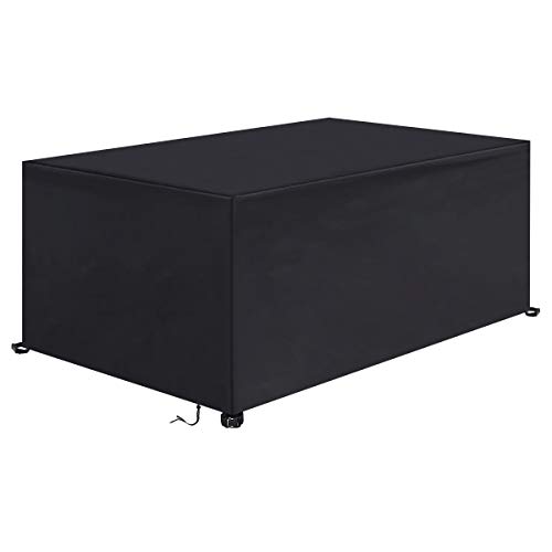 IREGRO Funda Muebles Jardín Cubierta de Protección para Mesa Muebles mpermeable 420D Oxford para Sofa de Jardin,Patio,al Aire Libre,Funda para Sofa de Esquina,Mesa y Sillas,Negro (242x162x100cm)