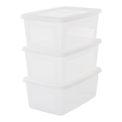 Iris Ohyama, lote de 3 cajas de almacenamiento con tapa Modular Clear Box MCB 11 Plástico, transparente, 11 L, 39,5 x 26,5 x 15,6 cm, 11L, 3