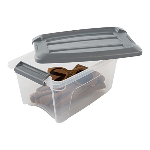 Iris Ohyama New Top Box NTB-5 - lote de 6 cajas apilables de almacenamiento, Transparente/Gris, 5 L