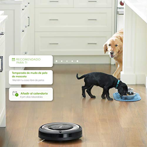 iRobot Roomba e5154 Wifi, Robot aspirador óptimo para mascotas, aspiración alta potencia, 2 cepillos goma, alfombras y suelos, Dirt Detect, sugerencias personalizadas, compatible con asistentes voz