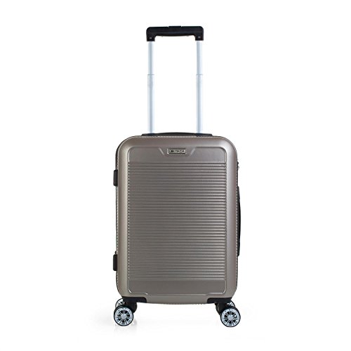 ITACA - Maleta de Viaje Rígida 4 Ruedas Trolley 55 cm ABS Lisas. Equipaje de Mano. Dura Resistente y Ligera. Mango Asas Candado. Vuelos Low Cost Ryanair. T72050, Color Dorado