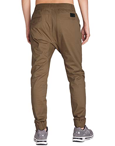 ITALY MORN Hombre Jogging Pantalones Stretch Skinny Largo XL Café