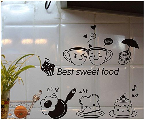 iTemer 1 set Pegatinas pared decorativas Stickers Vinilos decorativos pared dormitorio Decoracion pared Elegante y hermoso PVC Restaurante Nevera Comida occidental La cocina