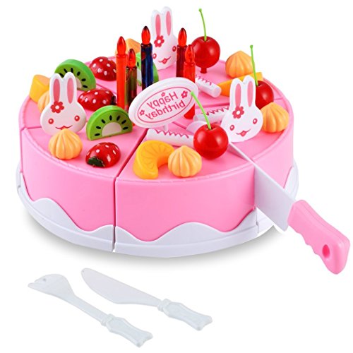 Itian 54pcs Mágica de la Cocina del Arco Iris Pastel de Juego de Té, Juguetes Creativos de Ensamblaje (Rosa)