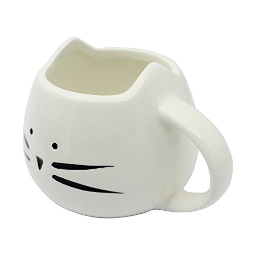 Itian Taza de Porcelana de Animales Gato Hermoso, Lindo Tazón de Cerámica, Café/Té/Leche/Agua (Blanco)