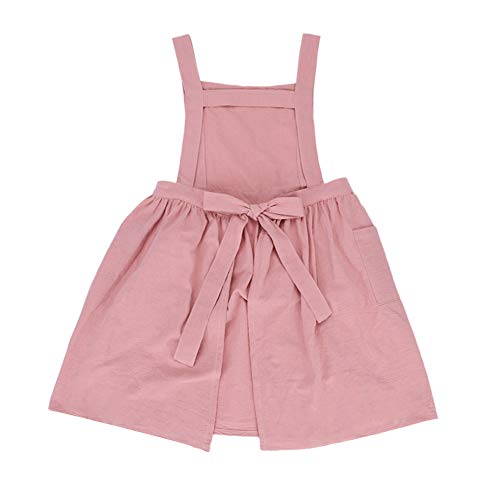 ITODA - Delantal unisex para niños, de algodón, con bolsillos, sin mangas, suave y cómodo, adecuado para pintar, cocinar, coser, manualidades, barbacoa, cerámica, regalo, rosa, S(3-6ans)