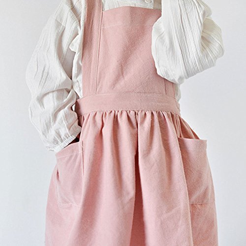 ITODA - Delantal unisex para niños, de algodón, con bolsillos, sin mangas, suave y cómodo, adecuado para pintar, cocinar, coser, manualidades, barbacoa, cerámica, regalo, rosa, S(3-6ans)