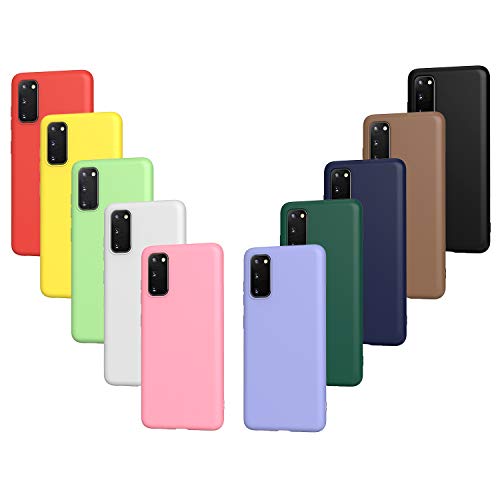 ivoler 10 x Funda para Samsung Galaxy S20 / S20 5G, Ultra Fina Carcasa Silicona TPU Protector Flexible Funda (Negro, Blanco, Azul, Verde, Verde Oscuro, Rosa, Rojo, Amarillo, Marrón, Púrpura)