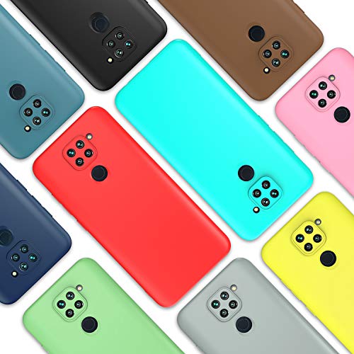 ivoler 10 x Funda para Xiaomi Redmi Note 9, Ultra Fina Carcasa Silicona TPU Protector Flexible Funda (Negro, Gris, Azul Oscuro, Azul Cielo, Azul, Verde, Rosa, Rojo, Amarillo, Marrón)