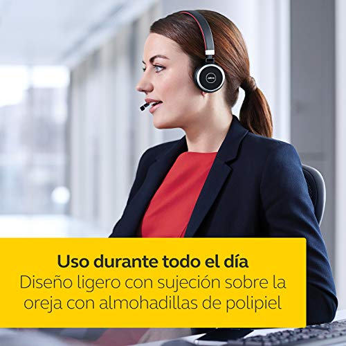 Jabra Evolve 65 - Auriculares Inalámbricos Estéreo Certificados por Microsoft con Batería de Larga Duración, Adaptador Bluetooth USB, Negro