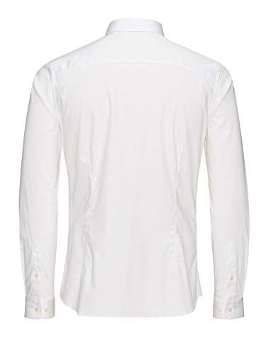 Jack & Jones Jjprparma Shirt L/s Noos Camisa, Weiß (White/Super Slim), S para Hombre