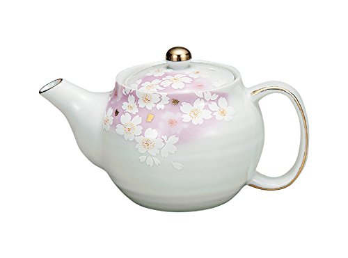 Japonés de Cerámica de Porcelana kutani ware. Japonés kyusu tetera. Dorado flor de baile (w/Net) K4-590 de Japón