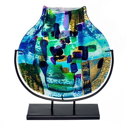 Jarrón de cristal Benjamin Art Estilo Murano – Jarrón de cristal multicolor en soporte 40,5 cm