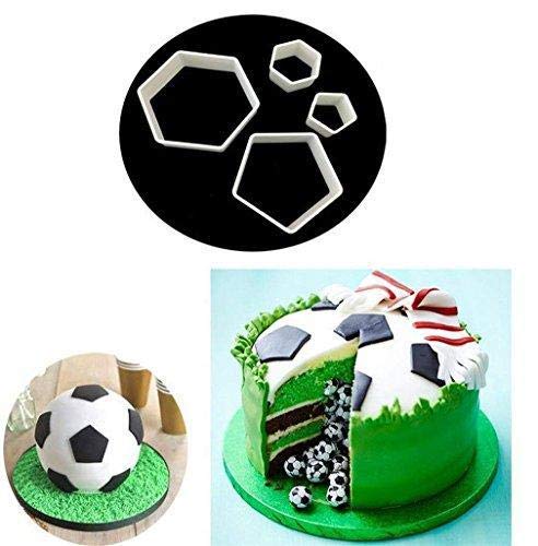 Jeffyo 4 Stã ¼ Ck plástico DIY Fuãÿ Ball Lares Terrassen Galletas Magdalenas Forma decoración para Tartas Fondant Tarta Decoración Hornear luxes