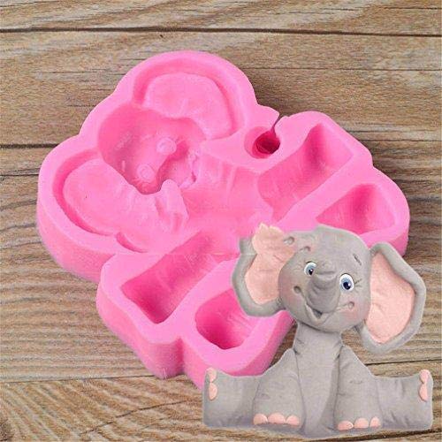 Jeffyo Elefante Forma de Silicona Molde Lares Terrassen Muffin Chocolate Fondant Tartas Silicona Formas Pasteles Decorar Tartas