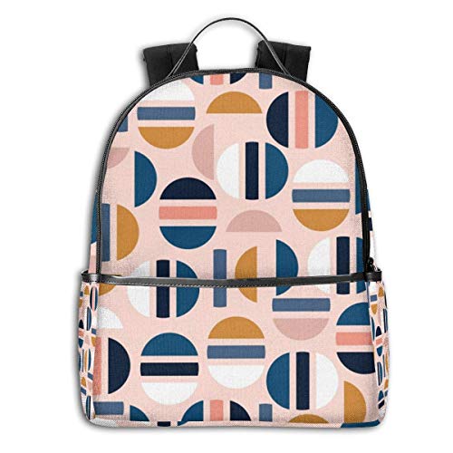 jenny-shop Mochilas de Hombro para portátil duraderas Unisex con patrón geométrico de Medio círculo en Colores Pastel para Viajes, Escuela, Negocios