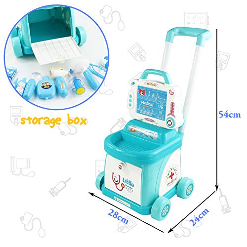 jerryvon Maletin Medicos Juguete Carro Doctora - 3 in 1 Juegos de Médicos Enfermera para Niñas Kit Doctora Juguetes Set Juego de rol Pascua Niño Doctor para Niños 3 4 5 Años