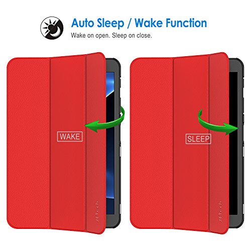 JETech Funda para Samsung Galaxy Tab A 10,1 2016 (SM-T580 / T585, No para el Modelo 2019) Carcasa con Soporte Función, Auto-Sueño/Estela, Rojo