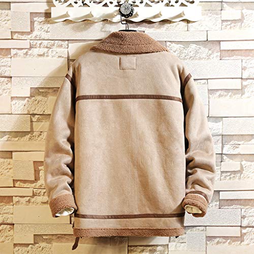 JiaMeng-ZI Ropa de Abrigo Pelusa Mantener Caliente Lapel Chaqueta de Trabajo Multi-Bolsillo Cazadora Bomber Espesar Fabric Outwear Jacket Otoño Invierno Color SóLido Casual Abrigo de Manga Larga