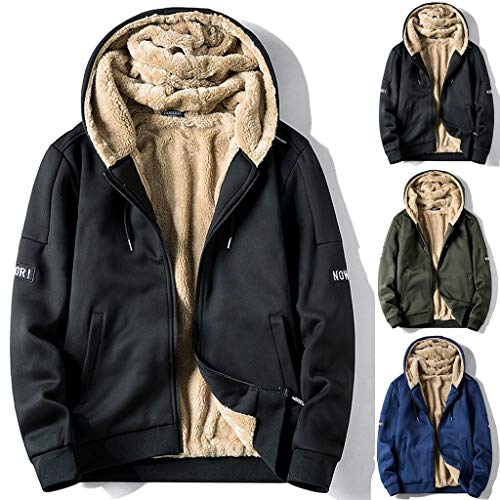 JiaMeng-ZI Ropa de Moda Color SóLido Pelusa Cálido y Cómodo Sudaderas con Capucha Espesar Fabric Otoño Invierno Hoodie Abrigo de Manga Larga Casual Sweatshirts Chaqueta Jacket