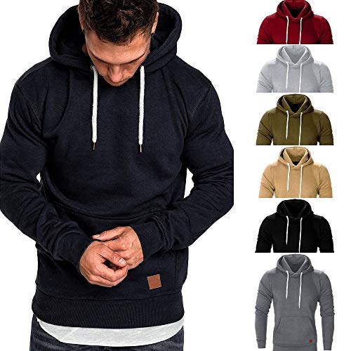 JiaMeng-ZI Ropa para Hombre Color SóLido Casual Sudaderas con Capucha Otoño Invierno Espesar Fabric Mantener Caliente Hoodie Deporte Outwear Hoodie Pullover Sweat Hood Sweatshirt