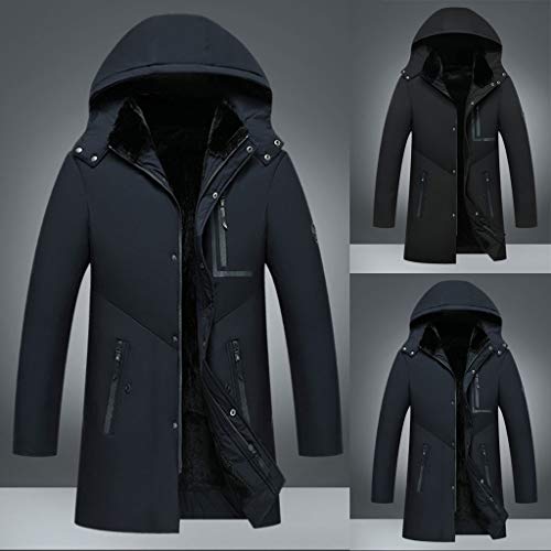 JiaMeng-ZI Ropa para Hombre Color SóLido Espesar Fabric Chaqueta Plumas Otoño Invierno Casual Abrigo de Manga Larga Mantener Caliente Desmontable Hooded Jacket A Prueba de Viento Impermeables Outwear