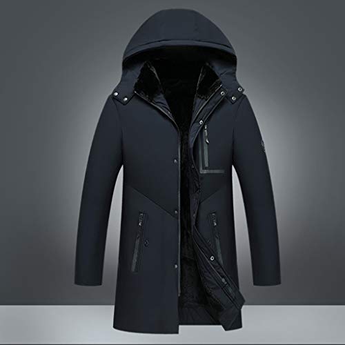 JiaMeng-ZI Ropa para Hombre Color SóLido Espesar Fabric Chaqueta Plumas Otoño Invierno Casual Abrigo de Manga Larga Mantener Caliente Desmontable Hooded Jacket A Prueba de Viento Impermeables Outwear