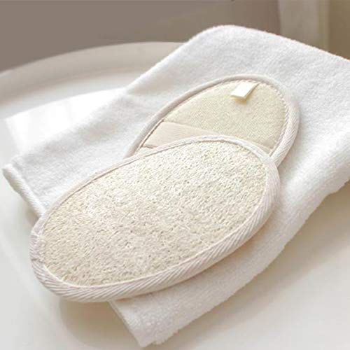 Jinlaili Exfoliante Luffa Esponja, Exfoliante Baño Almohadillas con Correa Elástica, Loofah pads hecho de natural luffa y esponja de rizo materiales, perfecto para ducha limpieza SPA - 2 piezas