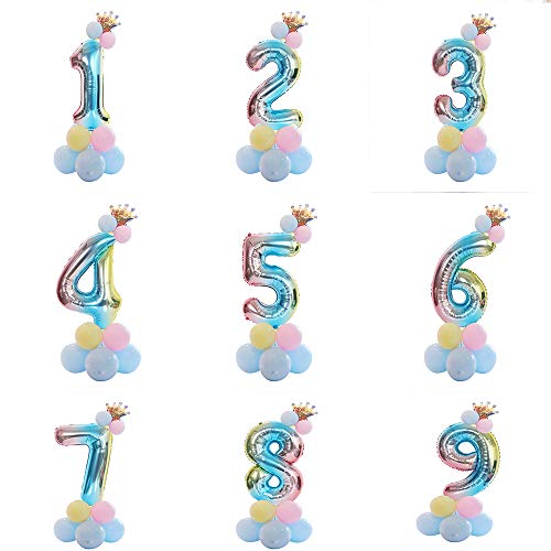 JinSu Decoracion Cumpleaños 4 Años para Niño Niña, 14 PCS con Cumpleaños Globos Numero, Globos de Crown y Globos de Látex