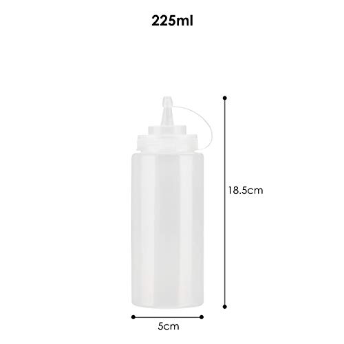 JJOnlineStore - 6 pzas Botella Exprimible de Plástico Transparente Dispensador de Condimentos Ketchup Mostaza Chili Mayonesa Salsa Vinagre Tapa de Botella en Rosca y Tapa (12 Oz / 375ml)