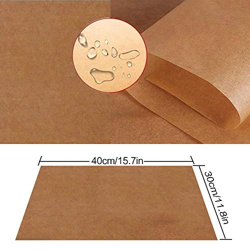 JJYHEHOT 100PCS Papel para Hornear Bandeja para Hornear Bandeja para Hornear 40 x 30 cm (Formato de Hoja) Sin Grasa ni Aceite, se Puede Cortar a Medida, Revestimiento Antiadherente